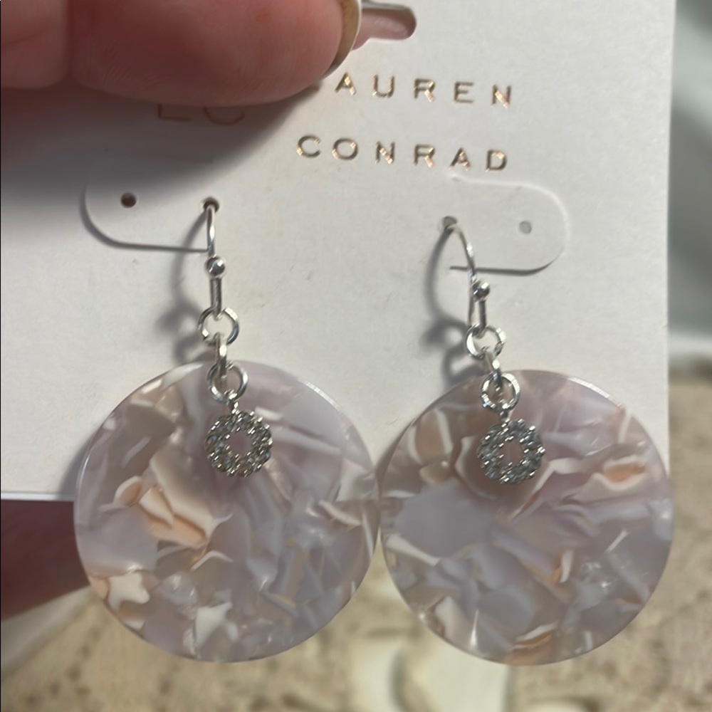 Lauren Conrad Pink and Cream Dangle Earrings